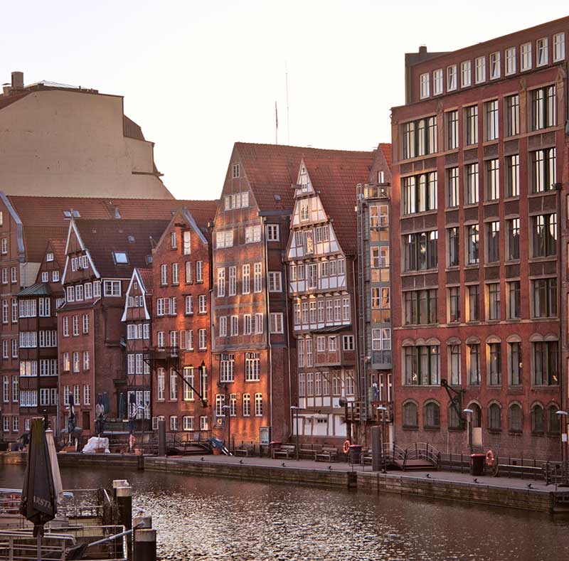 Ansicht der Speicherstadt in Hamburg.